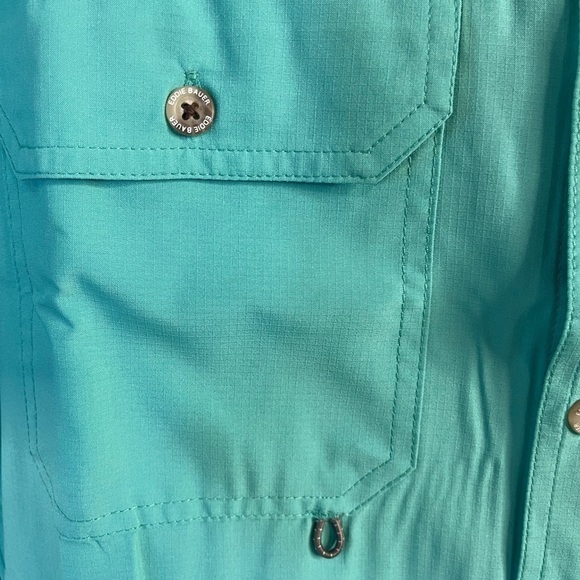 NWT Eddie Bauer Men's Woven Tech Shirt Starling Turquoise Size Small Button Up - Picture 5 of 14